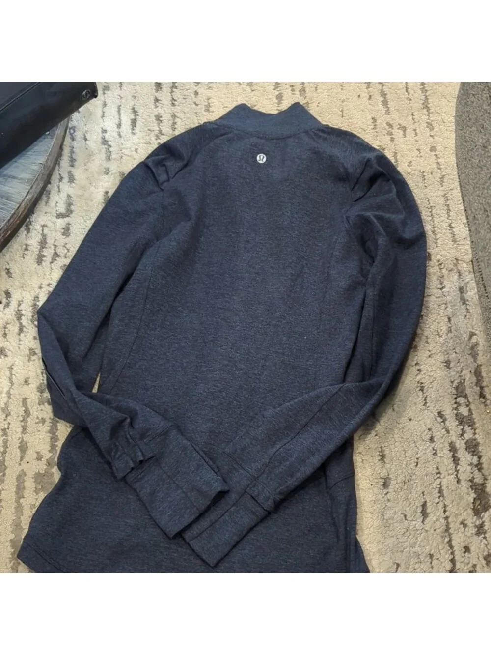 Lululemon Extra Mile 1/2 Zip Heathered Nocturnal Teal / Black